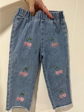 Pink Cherry Embroidered Jeans